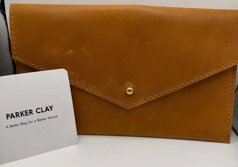 Parker Clay Abeba Leather Envelope Wallet in Rust Brown